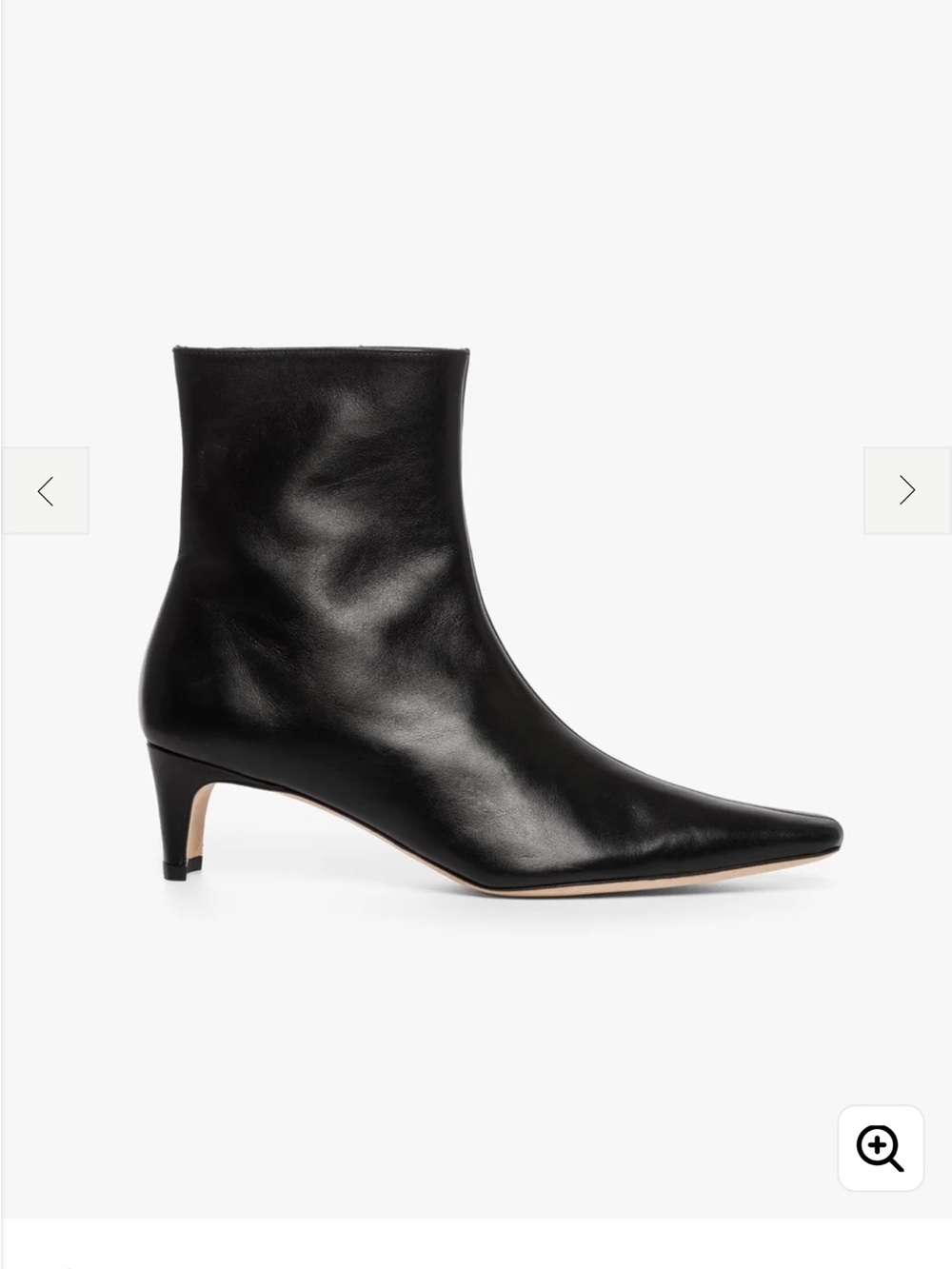 STAUD Wally Black Pointed-Toe Leather Ankle Boots